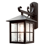 Настенный фонарь черного цвета в форме фонаря с решетчатым плафоном и фактурным стеклом Elstead Lighting варинант исполнения - 1 | Loft Concept в Рязани