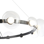 Люстра подвесная круглая с 12-ю прозрачными куполообразными плафонами и черным металлическим основанием Flos Wireline Lighting варинант исполнения - 5 | Loft Concept в Рязани