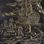 Обои ручная роспись Views of Italy Gold Outline варинант исполнения - 2 | Loft Concept в Рязани