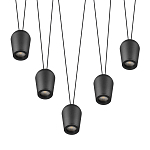 Подвесной светильник черными плафонами на длинных пересекающихся тросах Construction варинант исполнения - 3 | Loft Concept в Рязани