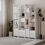 Стеллаж прямой ассиметричный с полками и 4-мя дверцами ARYA BOOKCASE WHITE варинант исполнения - 5 | Loft Concept в Рязани