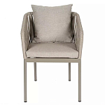 Стул серо-бежевый с декоративным плетением на спинке и подлокотниках Chair Weave варинант исполнения - 1 | Loft Concept в Рязани