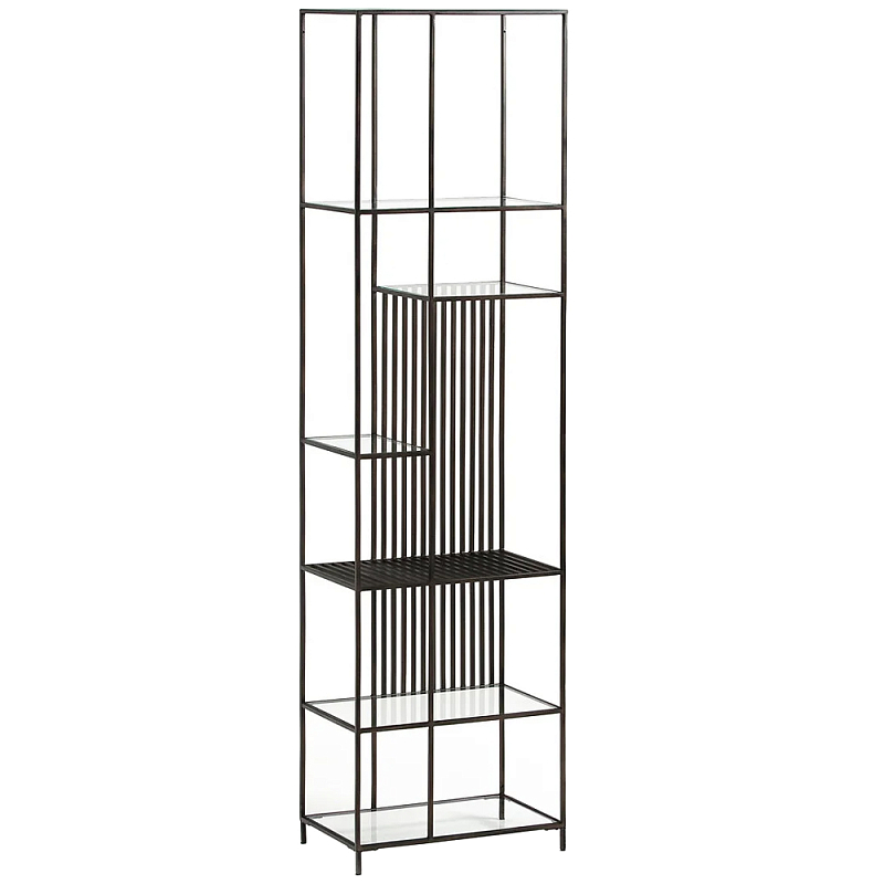 Стеллаж из металла и стекла Menzie Black Stripes Metal Rack Черный Прозрачное Стекло Стеллаж из металла и стекла Menzie Black Stripes Metal Rack Черный Прозрачное Стекло в Рязани | Loft Concept