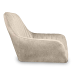 Барный стул со спинкой и подлокотниками на 4-х коричневых деревянных ножках Бежевый Велюр Ava Charm варинант исполнения - 2 | Loft Concept в Рязани