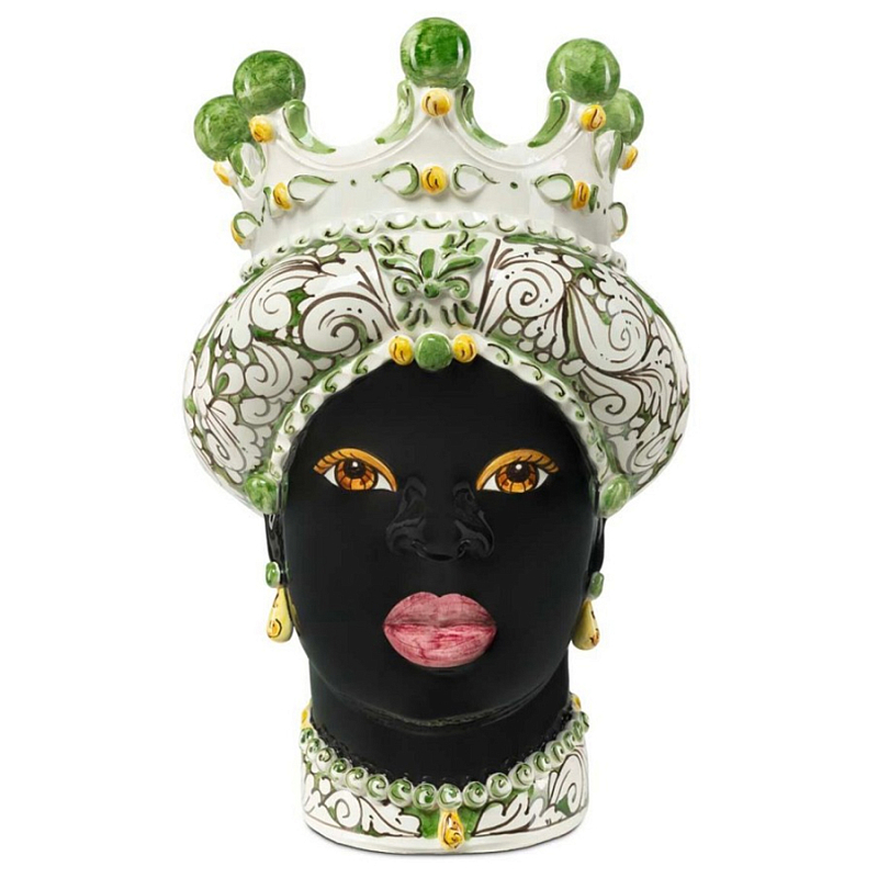 Ваза Vase Moro Lady Ornate Dark Green Черный Зеленый Белый Ваза Vase Moro Lady Ornate Dark Green Черный Зеленый Белый в Рязани | Loft Concept