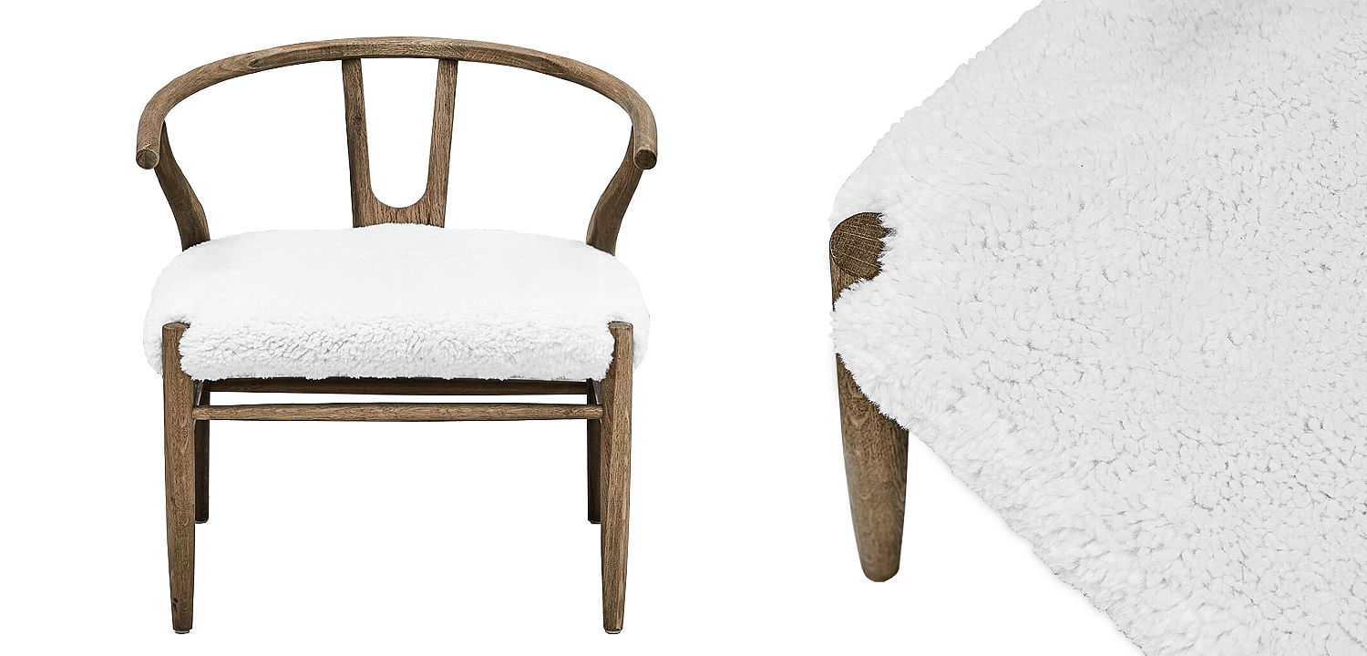 Стул Wishbone Faux Fur Stool Стул Wishbone Faux Fur Stool - Loft-Concept в Рязани