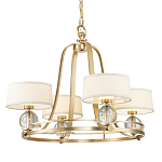 Люстра цвета латунь с 4-мя тканевыми абажурами и стеклянными шарами Quoizel варинант исполнения - 1 | Loft Concept в Рязани