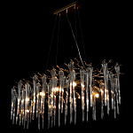 Люстра подвесная прямоугольная с бронзовыми акцентами и прозрачными стеклянными каплями Droplet Chandelier варинант исполнения - 4 | Loft Concept в Рязани