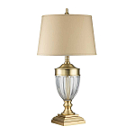 Настольная лампа со тканевым абажуром и прозрачным ребристым стеклянным основанием Quoizel варинант исполнения - 5 | Loft Concept в Рязани