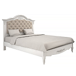 Кровать белая из массива бука с основанием и мягким изголовьем в стиле прованс White Provence варинант исполнения - 1 | Loft Concept в Рязани