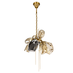 Люстра подвесная со стеклянными плафонами из дымчатого и золотистого с тремя вертикальными подвесками Gilded Mirage  варинант исполнения - 5 | Loft Concept в Рязани