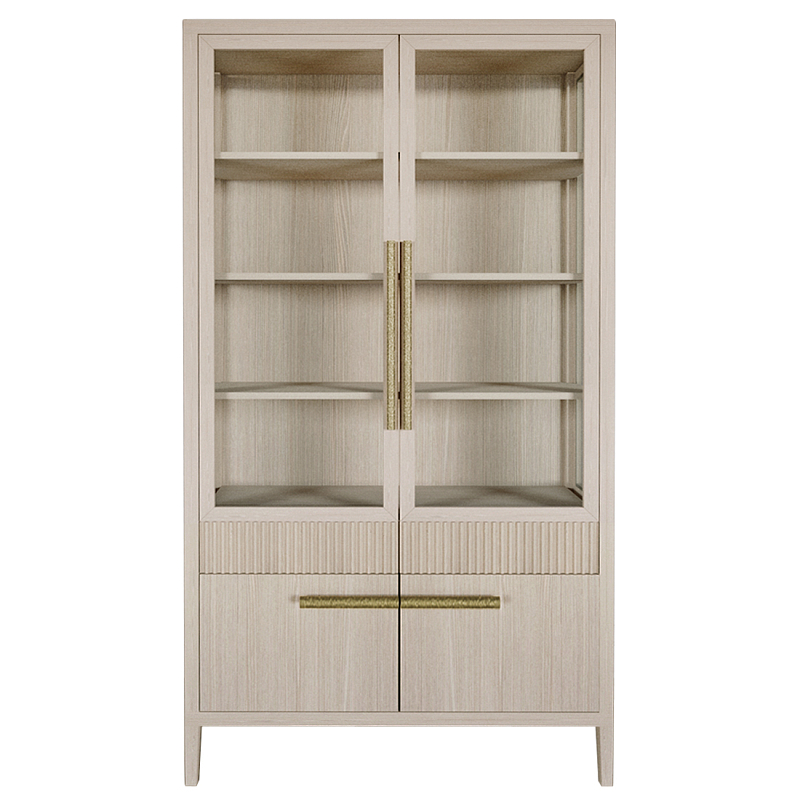 Витрина Primo со стеклянными фасадами и буфетом шпон Светлый дуб Древесина Золотой в Рязани | Loft Concept 