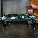 Банкетка из натурального бука черная с изображением птиц и цветов Blooming Birds варинант исполнения - 2 | Loft Concept в Рязани