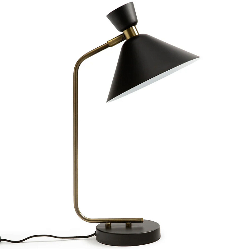 Настольная лампа с поворотным плафоном Davy Lamp Черный Винтажная латунь в Рязани | Loft Concept 