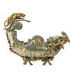 Чаша голубого цвета с оранментом и и бронзовыми фигурами леопардов Eden Garden варинант исполнения - 1 | Loft Concept в Рязани