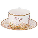 Чайная пара из фарфора с изображением собаки и зайцев 300 мл Hunting Porcelain Collection 2 варинант исполнения - 2 | Loft Concept в Рязани