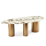 Обеденный стол с асимметричной столешницей на 3-х массивных золотых ножках Commonwealth Table варинант исполнения - 1 | Loft Concept в Рязани