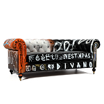 Диван Честерфильд граффити graffiti Orange Sofa натуральная кожа варинант исполнения - 1 | Loft Concept в Рязани
