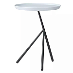 Столик приставной с круглой серой столешницей и черным основанием Round Stable Table варинант исполнения - 1 | Loft Concept в Рязани