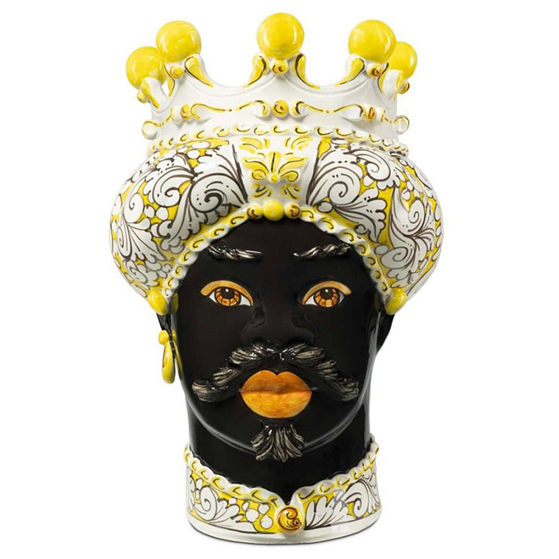 Ваза Vase Moro Man Ornate Yellow Черный Желтый Белый Ваза Vase Moro Man Ornate Yellow Черный Желтый Белый в Рязани | Loft Concept