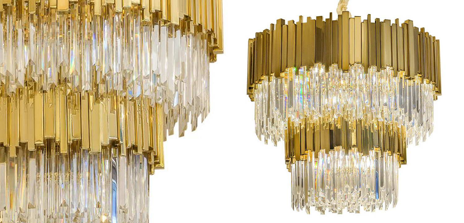 Круглая многоярусная люстра Luxxu Modern Cascade Chandelier Gold Metal Glass Круглая многоярусная люстра Luxxu Modern Cascade Chandelier Gold Metal Glass - Loft-Concept в Рязани