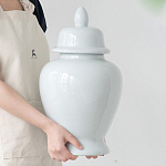 Ваза белая с крышкой однотонная Chinoiserie Ceramics варинант исполнения - 7 | Loft Concept в Рязани