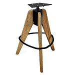 Барный стул со спинкой и металлической подставкой на 3-х деревянных ножках Горчичный Велюр Vendramin Chair варинант исполнения - 4 | Loft Concept в Рязани