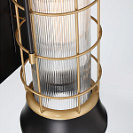 Настенный фонарь цилиндрической формы с рифленым стеклом в золотом каркасе на черном прямоугольном основании Eurofase варинант исполнения - 3 | Loft Concept в Рязани