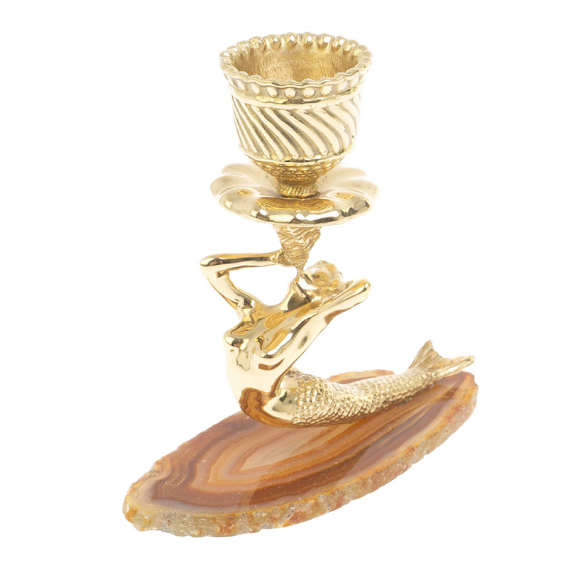 Подсвечник из натурального камня агат светло-коричневый Stone Candlestick Бежевый Золотой Подсвечник из натурального камня агат светло-коричневый Stone Candlestick Бежевый Золотой в Рязани | Loft Concept