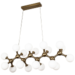 Линейная люстра с плафонами из стеклянных шаров Pearls Suspension Linear Brass Chandelier варинант исполнения - 1 | Loft Concept в Рязани