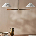 Люстра линейная с 2-мя белыми плиссированными тканевыми абажурами Combination варинант исполнения - 2 | Loft Concept в Рязани