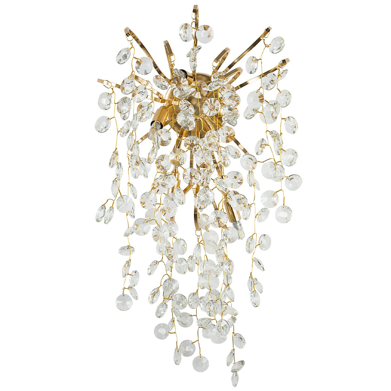 Бра с хрустальными подвесками на металлических ветках Fairytree Light Gold Wall Lamp Золотой Прозрачный Бра с хрустальными подвесками на металлических ветках Fairytree Light Gold Wall Lamp Золотой Прозрачный в Рязани | Loft Concept