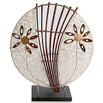 Настольная лампа из перламутра и дерева на подставке Indonesian Shell Flower варинант исполнения - 1 | Loft Concept в Рязани