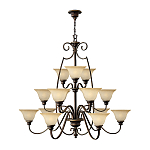 Люстра трехъярусная бронзового цвета с 15-ю кремовыми плафонами в форме чаш Hinkley варинант исполнения - 2 | Loft Concept в Рязани