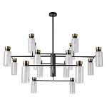 Люстра потолочная с 16-ю цилиндрическими плафонами из стекла и черным каркасом Noir Poise варинант исполнения - 1 | Loft Concept в Рязани