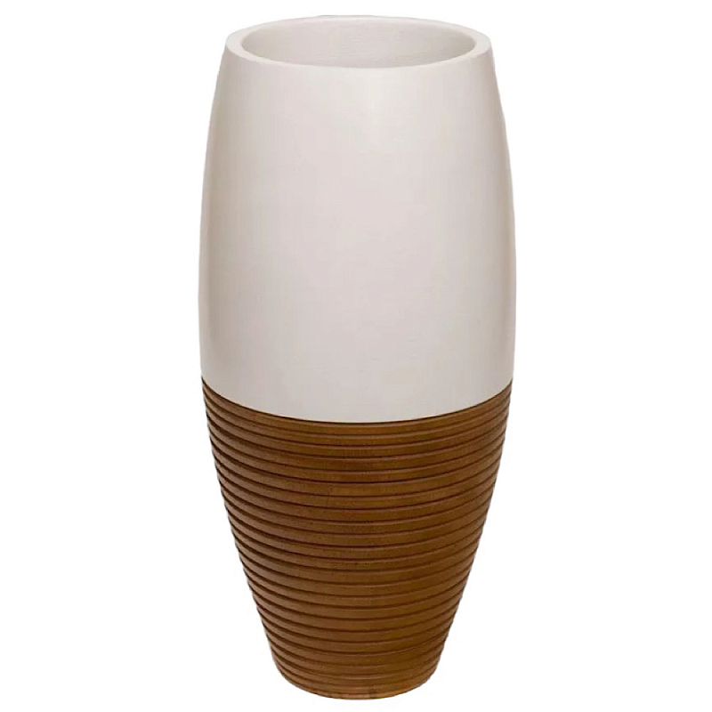 Ваза деревянная белая Vase of Thailand Белый Светло-коричневый  в Рязани | Loft Concept 