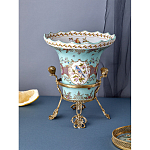 Ваза из голубого фарфора с рисунком птиц и цветов и декоративными элементами Blue Garden варинант исполнения - 6 | Loft Concept в Рязани