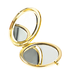 Зеркало карманное складное круглое из натурального камня Оникс в подарочной упаковке Gold Stone Mirrors варинант исполнения - 2 | Loft Concept в Рязани