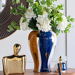 Ваза с крышкой и мазками синего и золого цвета на белом фоне Chinoiserie Ceramics варинант исполнения - 4 | Loft Concept в Рязани