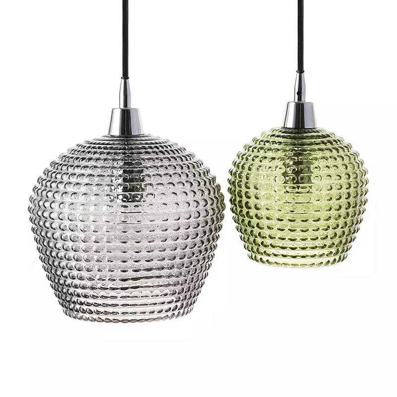 Подвесной светильник каскадный с 2-мя рельефными плафонами Cascade with Relief Lampshades Серый Зеленый Черный Подвесной светильник каскадный с 2-мя рельефными плафонами Cascade with Relief Lampshades Серый Зеленый Черный в Рязани | Loft Concept