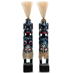 Комплект из 2-х деревянных статуэток Asmat Straw Headdress Statuettes Blue Red варинант исполнения - 4 | Loft Concept в Рязани