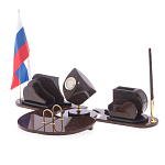 Настольный письменный набор из природного камня обсидиана коричневого Team leader варинант исполнения - 2 | Loft Concept в Рязани