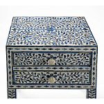 Тумбочка прикроватная White Pearl BEDSIDE CABINET 2 blue DRAWER варинант исполнения - 2 | Loft Concept в Рязани