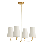 Люстра золотая с белыми тканевыми абажурами Coolness варинант исполнения - 1 | Loft Concept в Рязани
