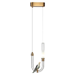 Подвесной светильник с декоративной фигуркой птицы на прозрачной изогнутой трубке Ganthea варинант исполнения - 3 | Loft Concept в Рязани