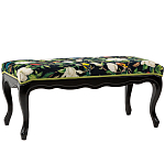 Банкетка из натурального бука черная с изображением птиц и цветов Blooming Birds варинант исполнения - 1 | Loft Concept в Рязани