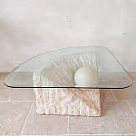 Дизайнерский журнальный стол в виде раковины с жемчужиной под прозрачной столешницей Fahin варинант исполнения - 1 | Loft Concept в Рязани