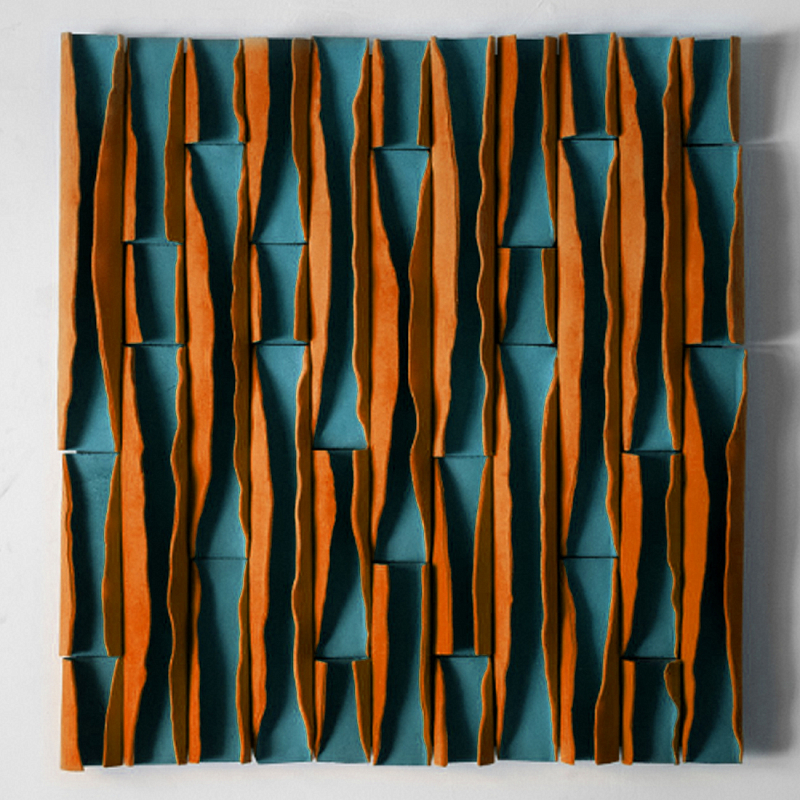 Объемное фактурное панно Metropolis Terracotta Бирюзовый Терракотовый в Рязани | Loft Concept 