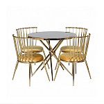 Обеденный стол с чёрной круглой столешницей на золотых ножках Rive Gauche Table варинант исполнения - 3 | Loft Concept в Рязани