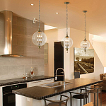 Подвесной светильник с прозрачным шарообразным стеклянным плафоном Feiss варинант исполнения - 6 | Loft Concept в Рязани